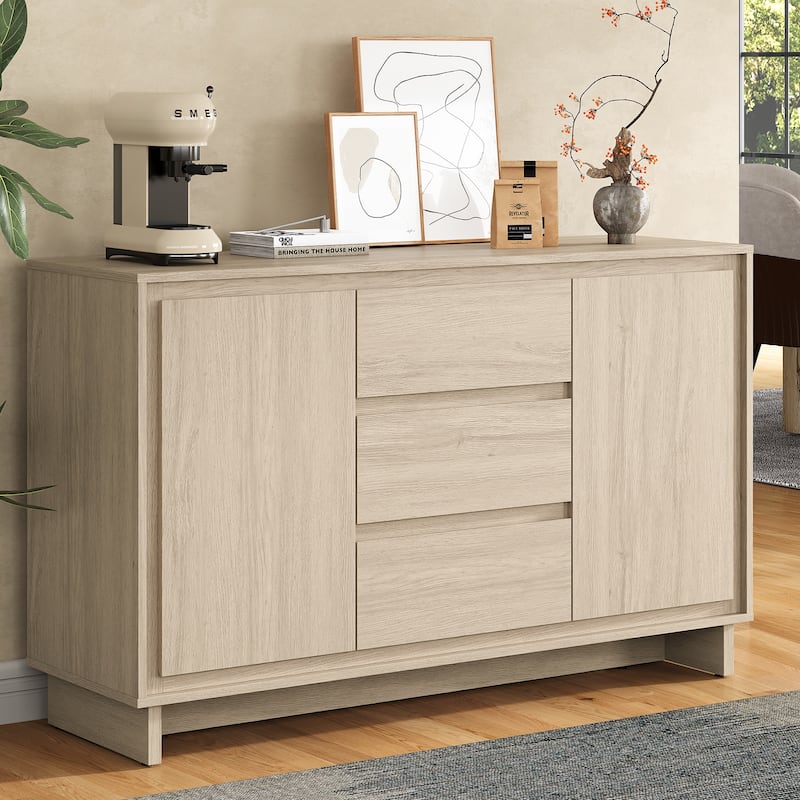 Modern Storage Cabinet with 2 Doors, 3 Drawers & Framed Edge Design - N/A