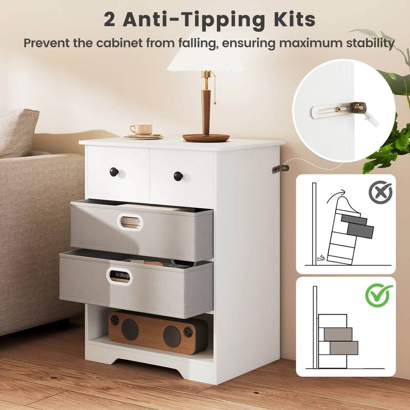 Costway 4-Drawer Dresser Modern Chest Storage Organizer with Open