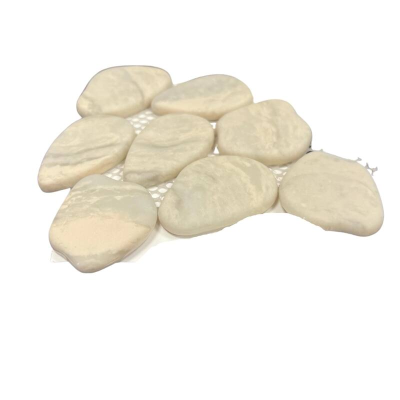 Recycled Cenote Pebble 13x13 Crema Matte Glass Mosaic Tile - Floor, Wall & Backsplash