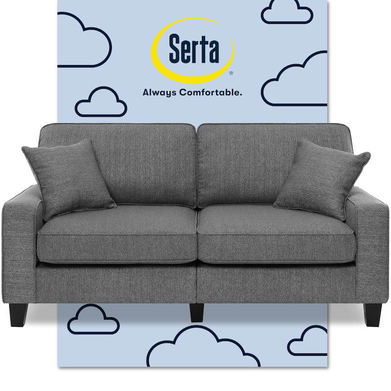 Serta Palisades Upholstered 73" Sofas for Living Room Modern Design Couch, Straight Arms, Soft Upholstery, Tool-Free Assembly - Dark Grey