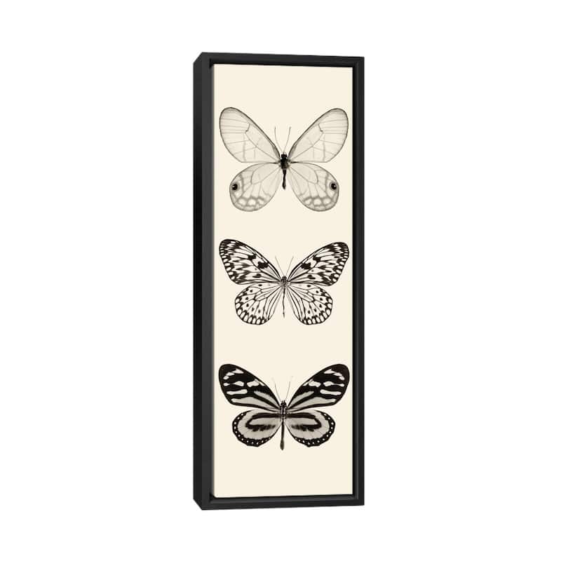 iCanvas "Butterfly Panel II In B&W" by Debra Van Swearingen Framed Canvas Print - 48x16 - Black