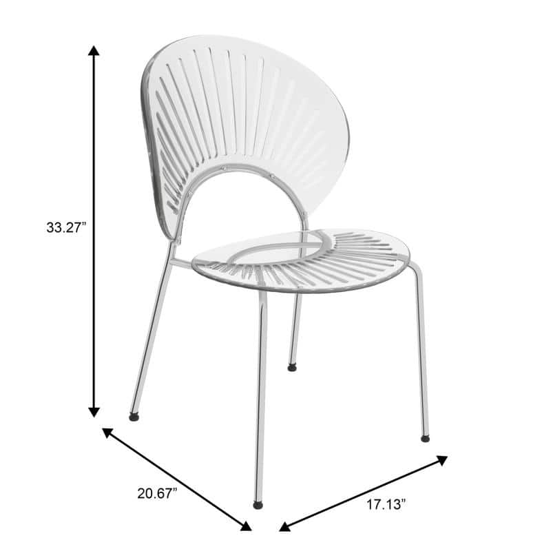 Opulent Modern Stackable Solid Back Accent Dining Chair with Chrome Metal Base and Floor Plastic Glides for Home or Office