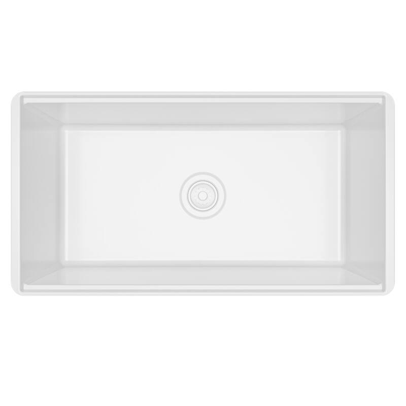 Karran 33" Single Bowl Workstation Fireclay Kitchen Sink with Reversible Diamond/Flat Apron Front