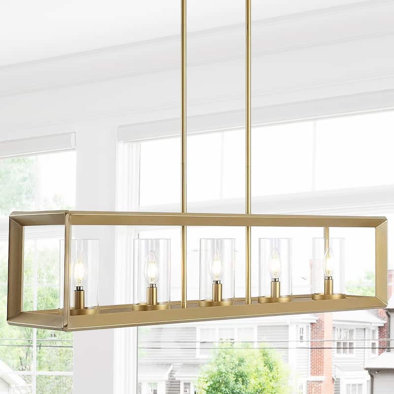 Anna Linear Metal/Glass LED Pendant, Oil Rubbed Bronze by JONATHAN Y