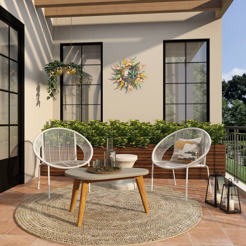 Multi Color Metal Eclectic Whimsical Celestial Sun Art Wall Sculpture