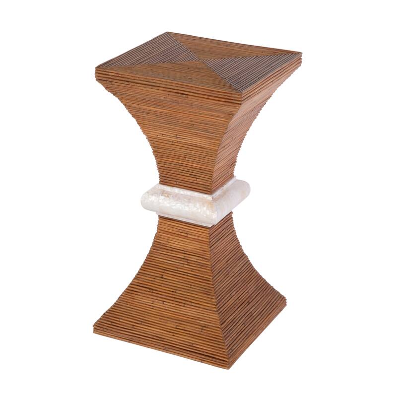 Marikit 13 in. W Square Wood and Arorog Inlay Side Table