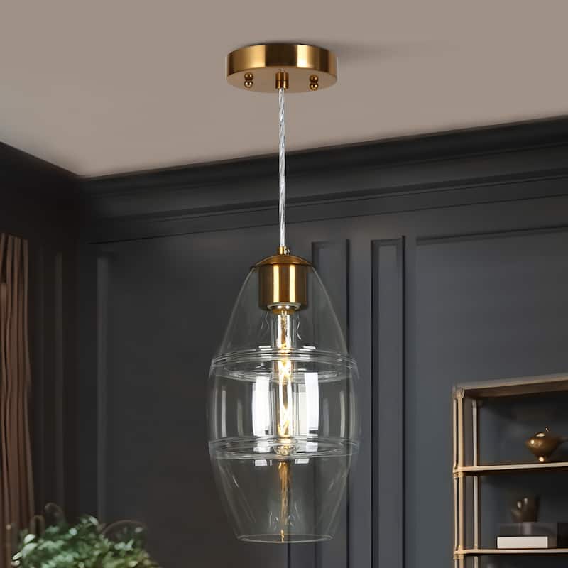 Modern Farmhouse 1-Light Black Pendant Hammered Glass Island Lights for Dining Room