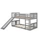 preview thumbnail 4 of 11, Gray Twin over Twin Solid Wood Bunk Bed with Slide and Fence