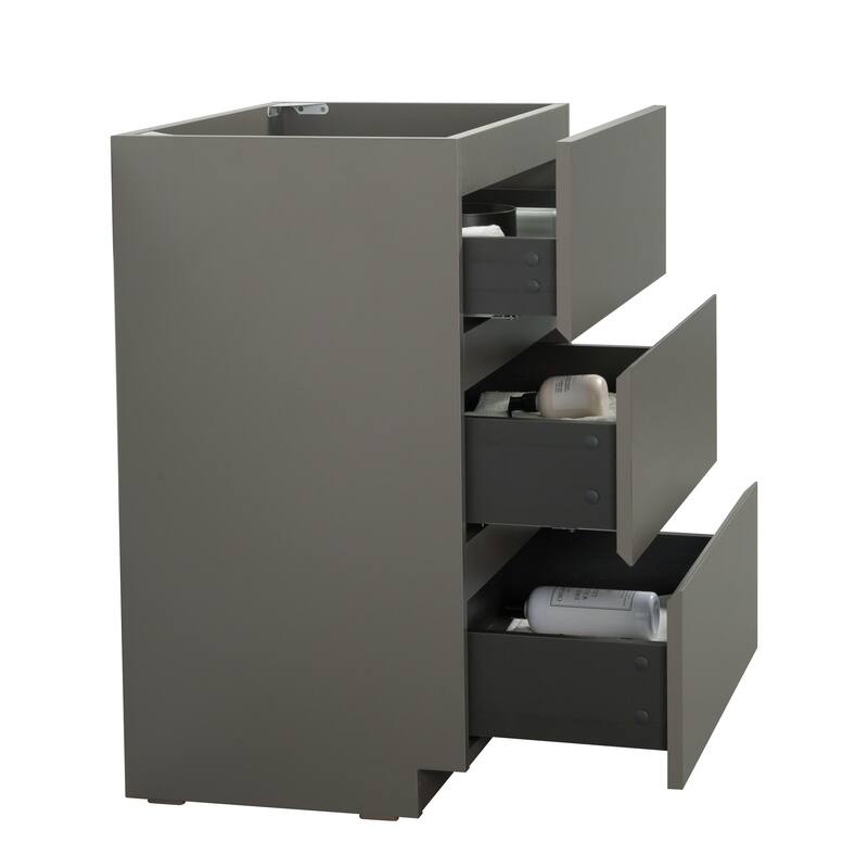 GDFStudio - Alice Gray Freestanding Bathroom Cabinet with Three Soft-Close Drawers, Pre-Assembled, No Basin