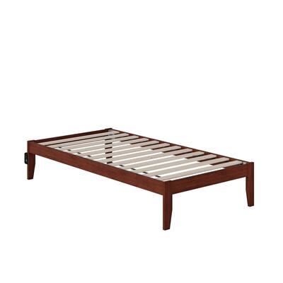 Twin Bed with USB Charger - Walnut Finish, 40x78, 75x34, 63" - Includes Turbo Charger