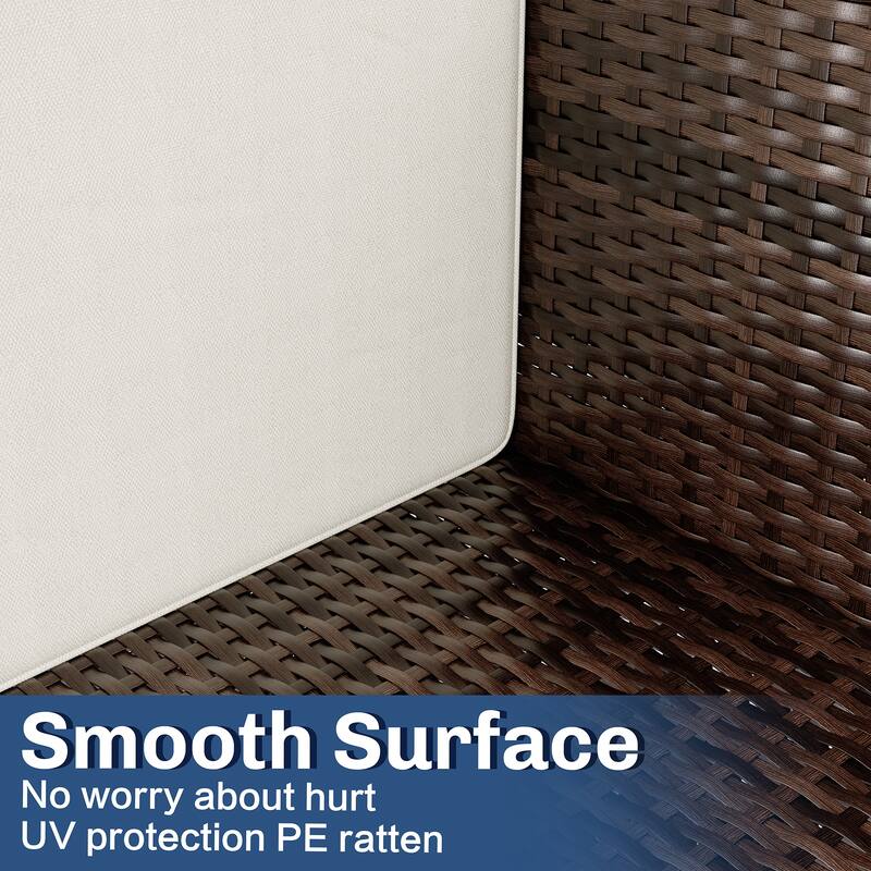 3-Piece Outdoor Wicker Sectional Sofa Set, Patio Furniture with Chaise Lounge & Coffee Table - N/A