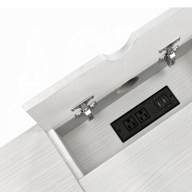 GDFStudio - Natalie Industrial Writing Desk with USB Port, Storage Drawer, and Smooth Glide Design