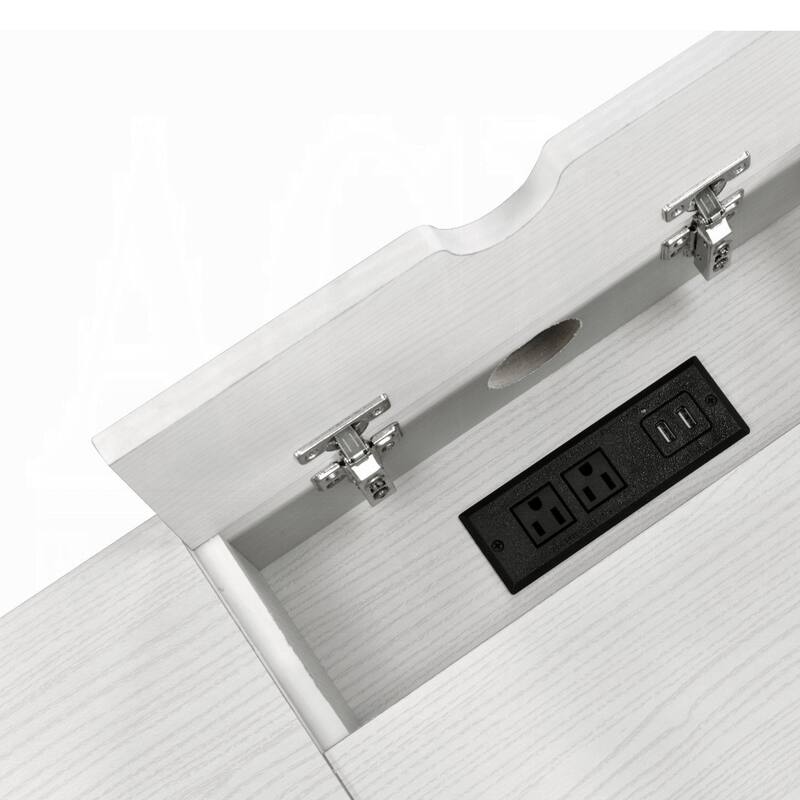 Modern Rectangular Writing Desk with USB Charging Port, Storage Drawer, and Smooth Metal Glides