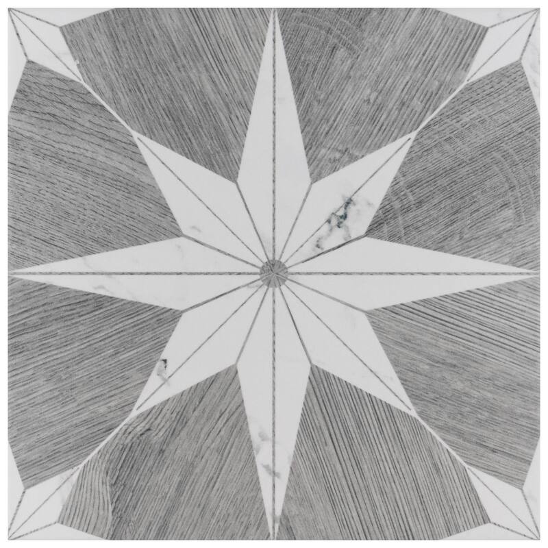 Merola Tile Llama Stella Loire Verso Silver Smoke 9-3/4" x 9-3/4" Porcelain Floor and Wall Tile