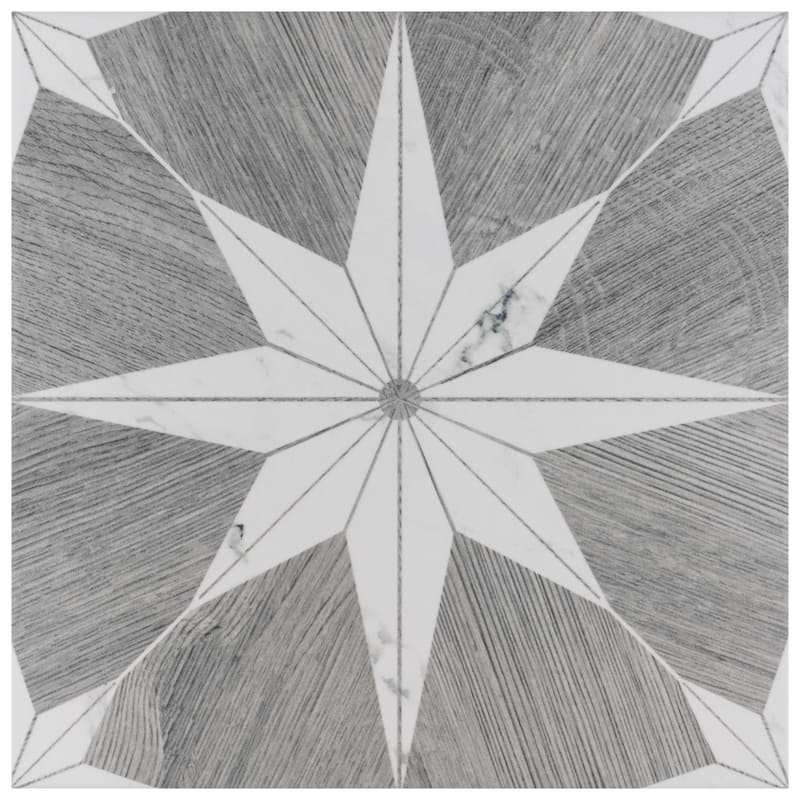 Merola Tile Llama Stella Loire Verso Silver Smoke 9-3/4" x 9-3/4" Porcelain Floor and Wall Tile