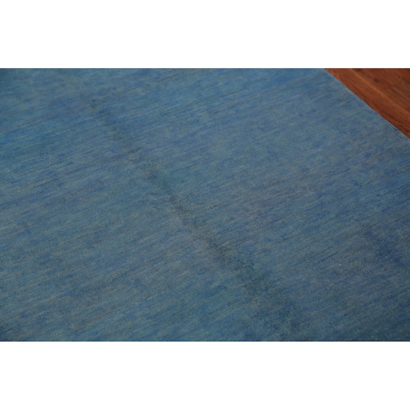 Blue Gabbeh Modern Rug Hand-Knotted Wool Carpet - 4'1" x 5'11"