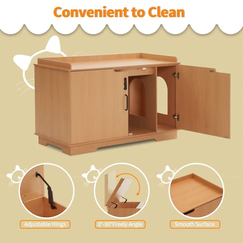 MCombo X-Large Cat Litter Box Furniture Hidden with Top Opening & Divider, Particle Board, CT37