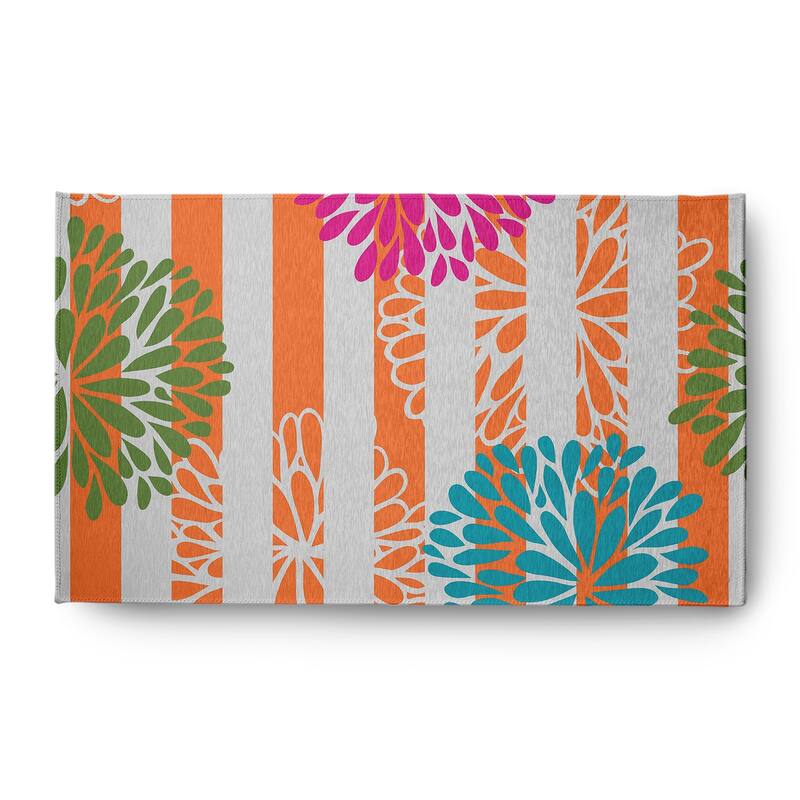Flower Bursts Spring Chenille Indoor/Outdoor Rug - 3' x 5' - Orange