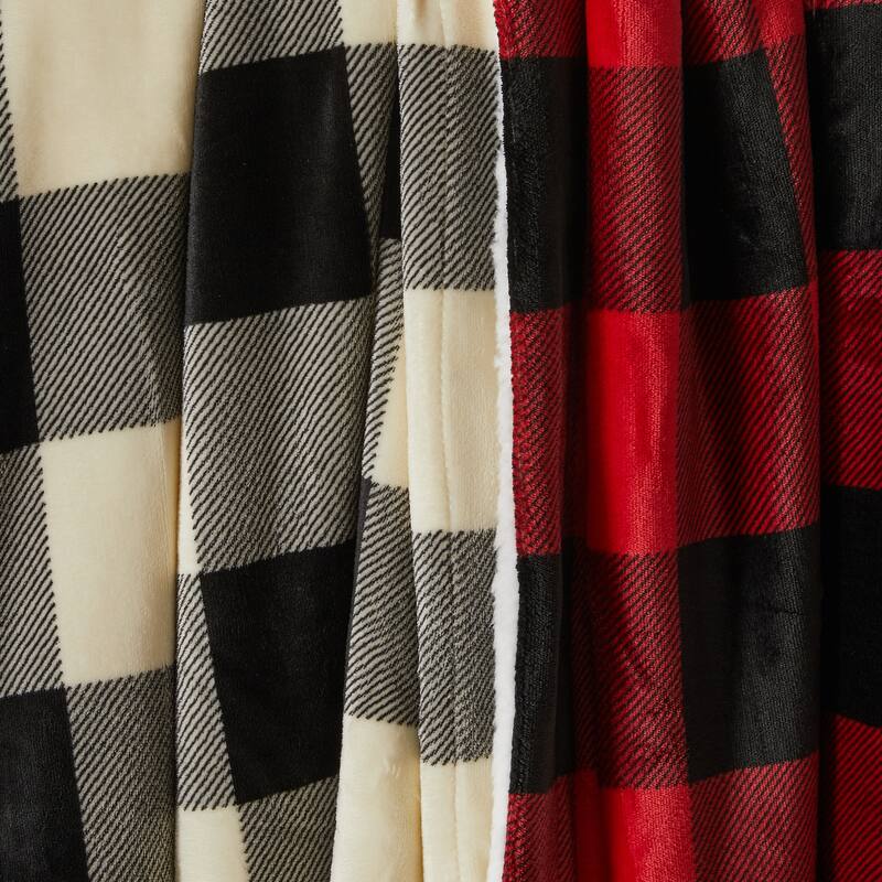 Linery & Co. Velvet Plush Reversible Sherpa Throw Blanket