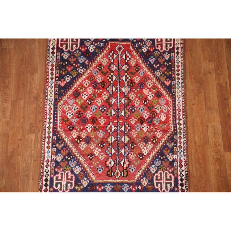 Shiraz Persian Vintage Area Rug Handmade Wool Carpet - 3'1"x 4'3"