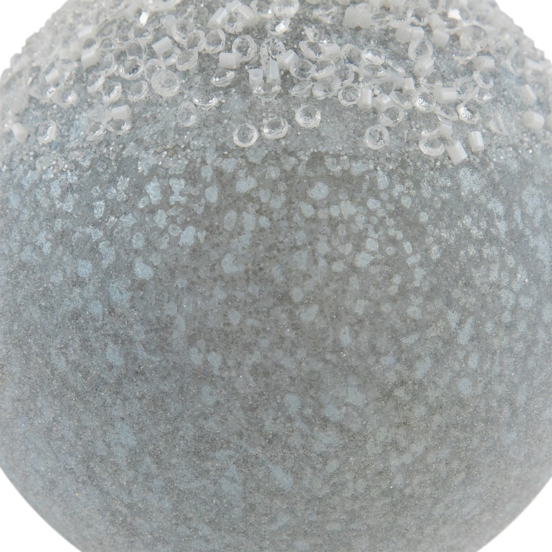 4" Silver and White Beaded Glass Christmas Ornament