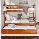 preview thumbnail 25 of 79, Walker Edison Solid Wood Twin Size Bunk Bed with Trundle Cherry