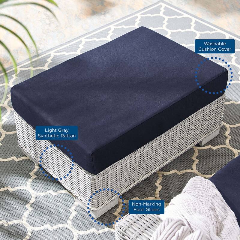 Conway Outdoor Patio Wicker Rattan Ottoman