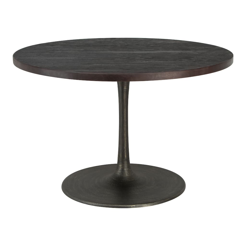 Black Solid Wood Round Pedestal Dining Table - 47 W x 30 D x 47 H