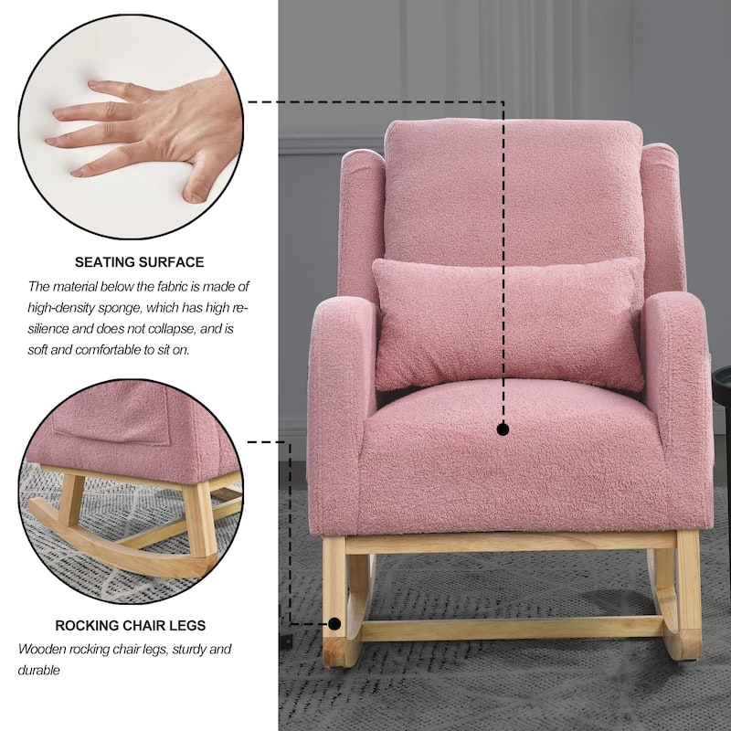 Chichoice Casual Nursery Rocking Chair with One Lumbar Pillow, Two Side Pockets for Living Room Bedroom