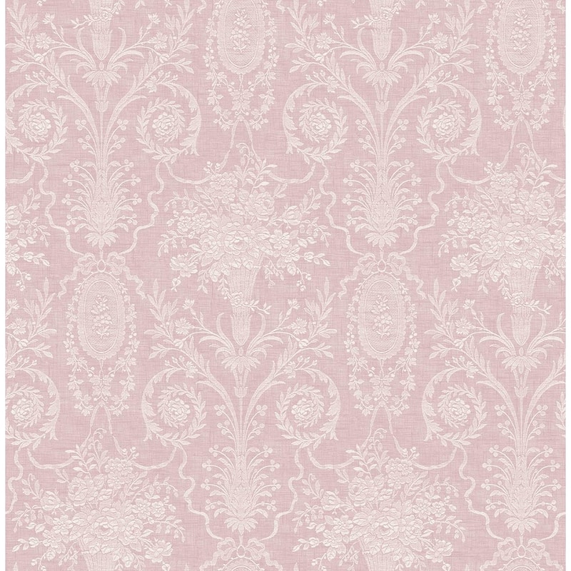 Seabrook Designs Brynn Tonal Bouquets Unpasted Wallpaper - 20.5 in. W x 33 ft. L - Barely Blush