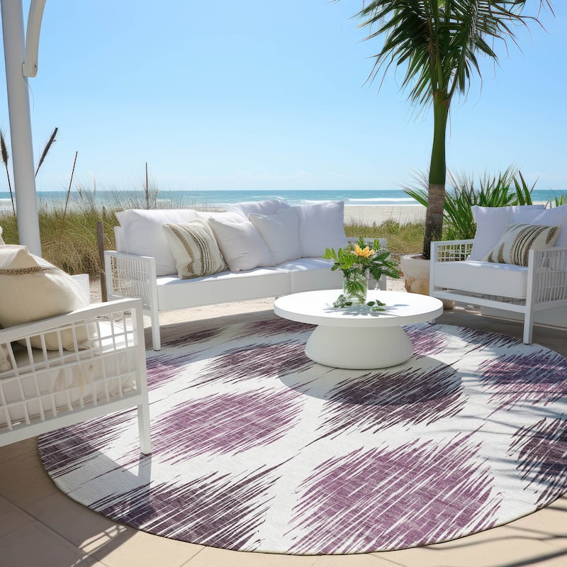 Machine Washable Indoor/ Outdoor Chantille Geo Contemporary Rug - Purple - 8' x 8'