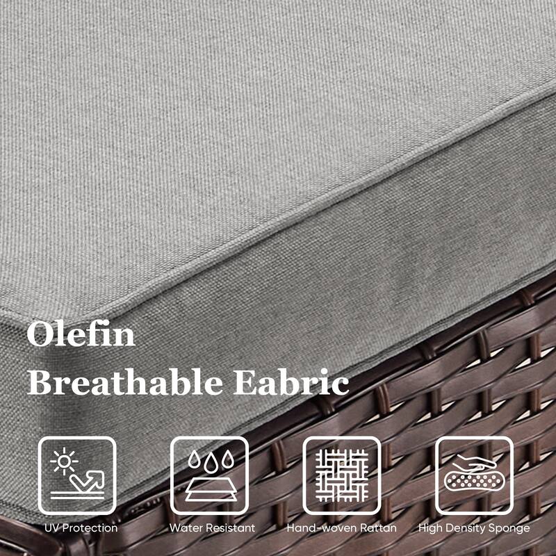 3PCS Patio PE Wicker Chair with Cushion and Table