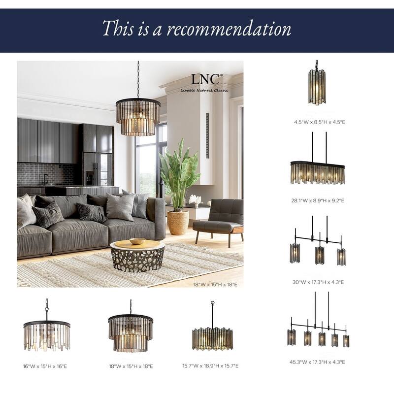 Tifany Modern 4-Light Drum Chandelier with Colored Glass for Dining Living Room - D 18" x H 15"
