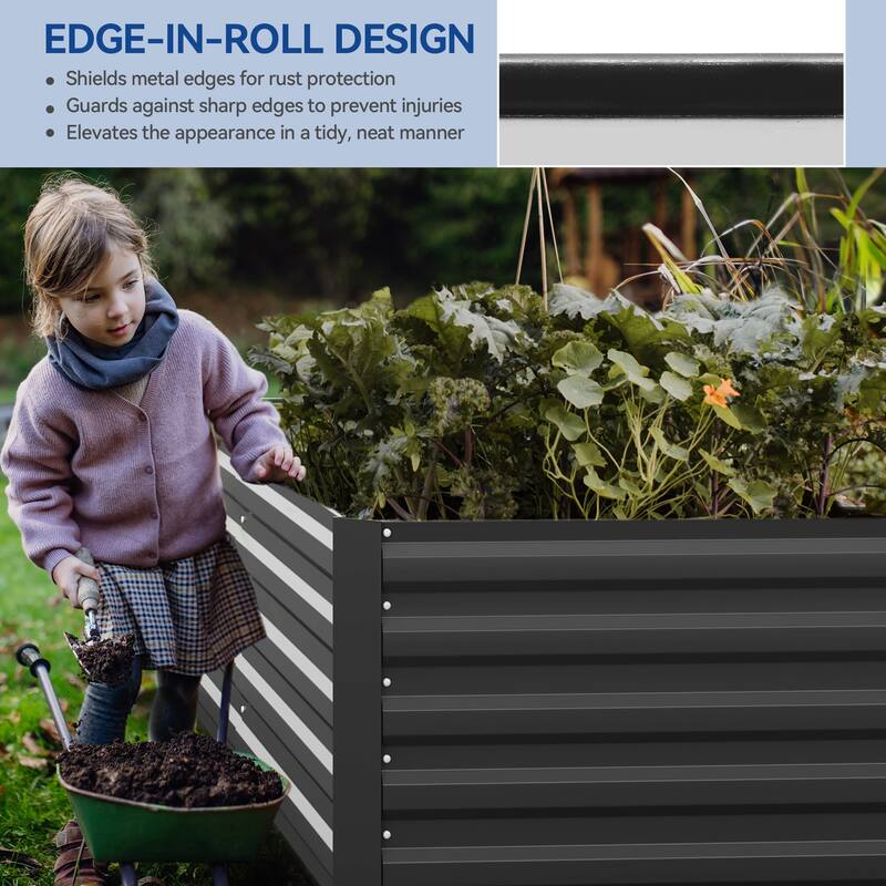 Moasis Outdoor Metal Raised Garden Bed with Gloves