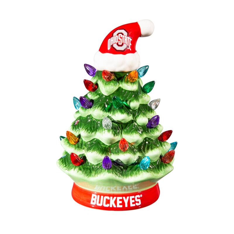 8" LED Ceramic Tabletop Christmas Tree, Ohio State University