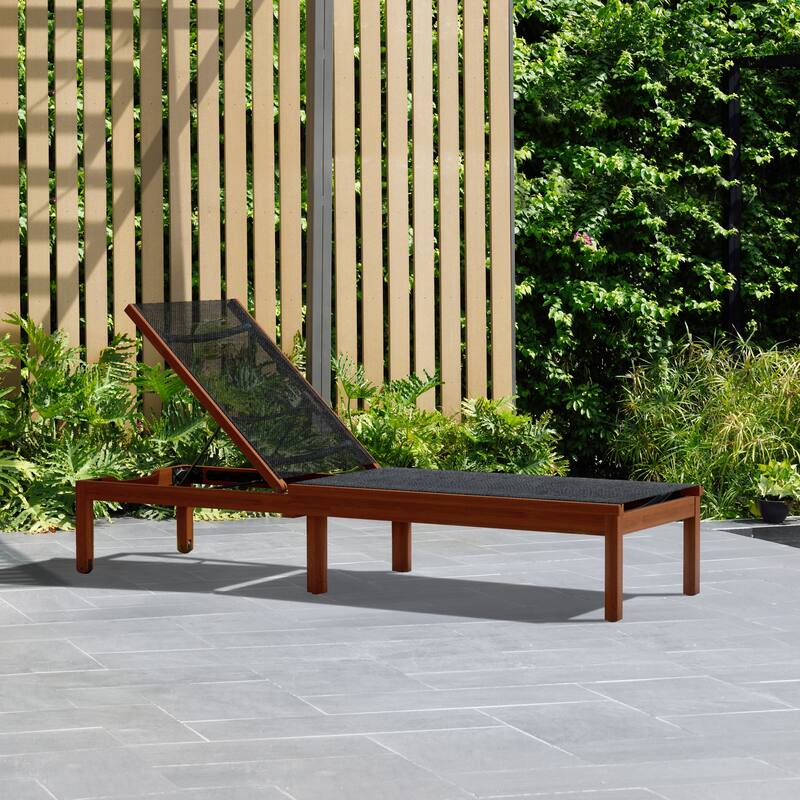 Amazonia Outdoor Patio Wood Chaise Sun Lounger - 1 Piece - Black