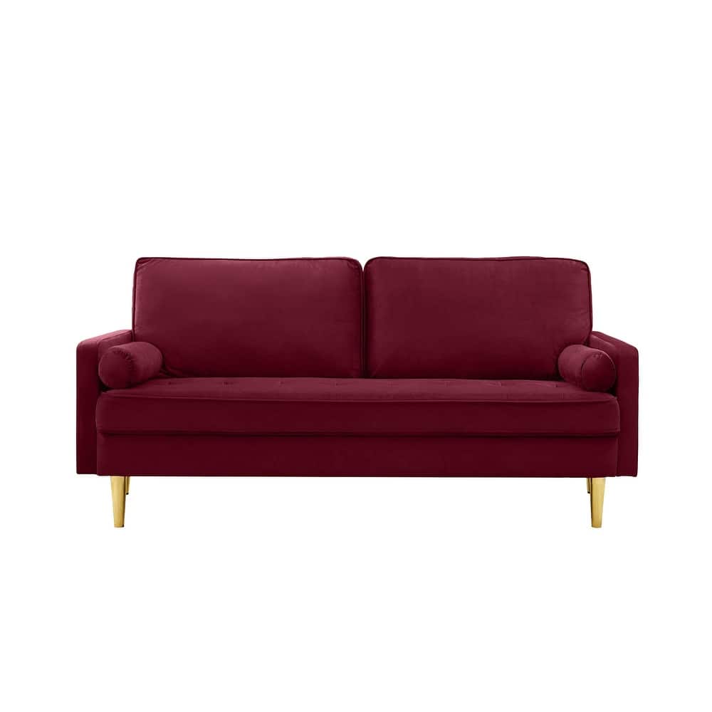 GDFStudio - Minimalist 65" Velvet Loveseat with Metal Legs