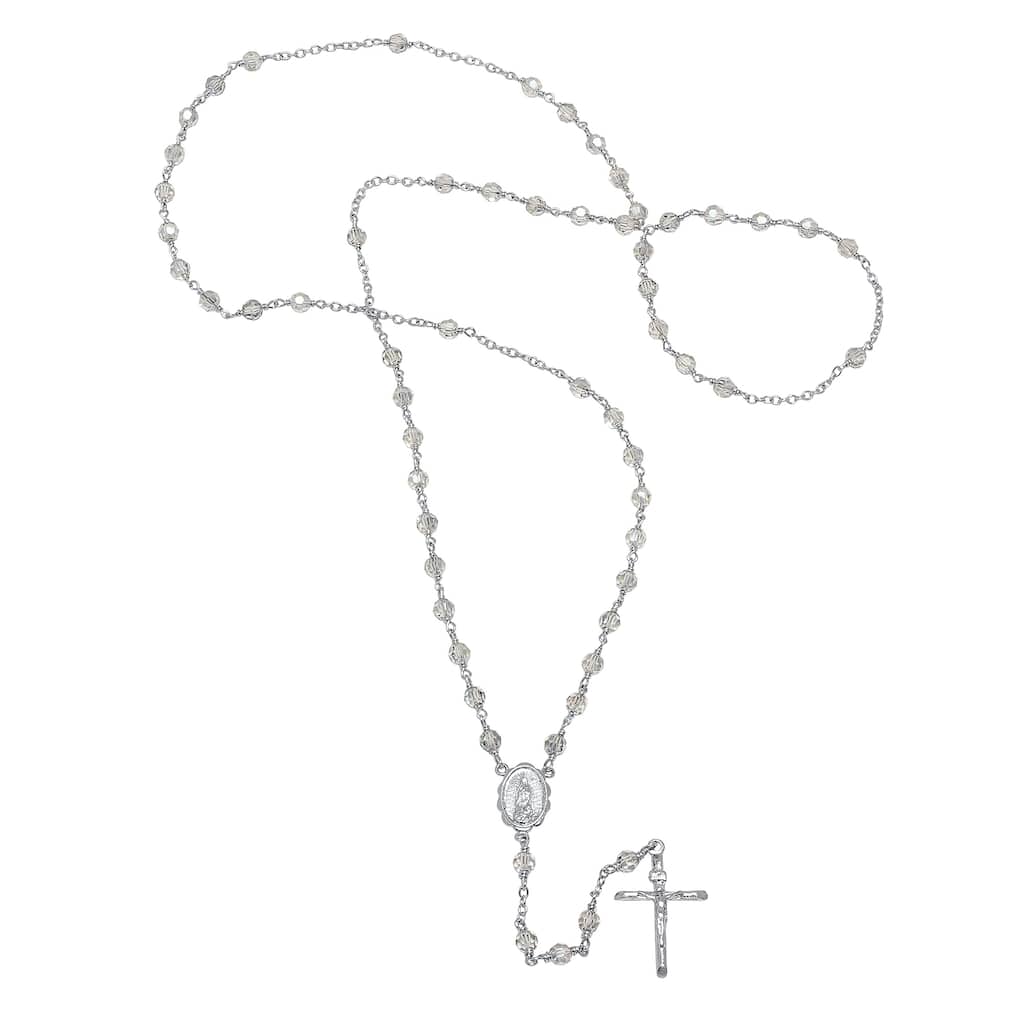 Roberto Martinez Platinum Plated Silver Crystal Rosary