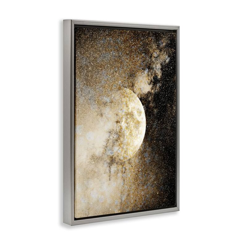 Stupell Starry Nebula Full Moon Framed Floater Canvas Wall Art Design By Gemma Bardot