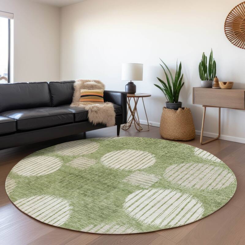 Premium Washable Super Soft Modern Pop Mayfield Rug - Green - 8' x 8'