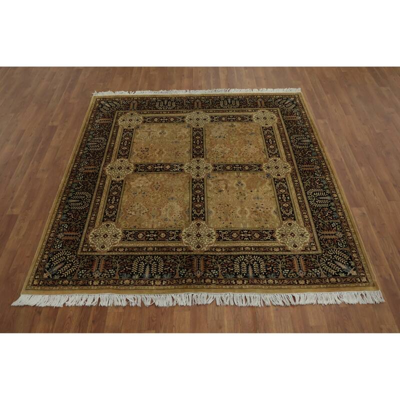 Hand Knotted Oriental 100% Wool Carpet Traditional Floral Yellow & Gold Aubusson Area Rug - 6' 9'' X 6' 2''
