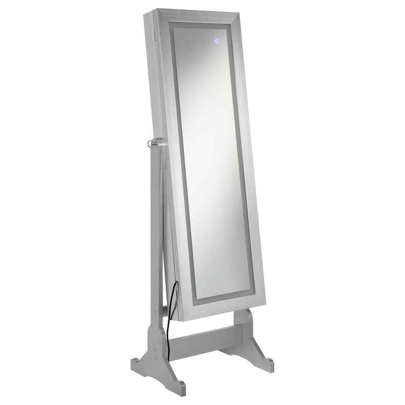 Moore Cheval Mirror with Jewelry Storage Silver - Silver