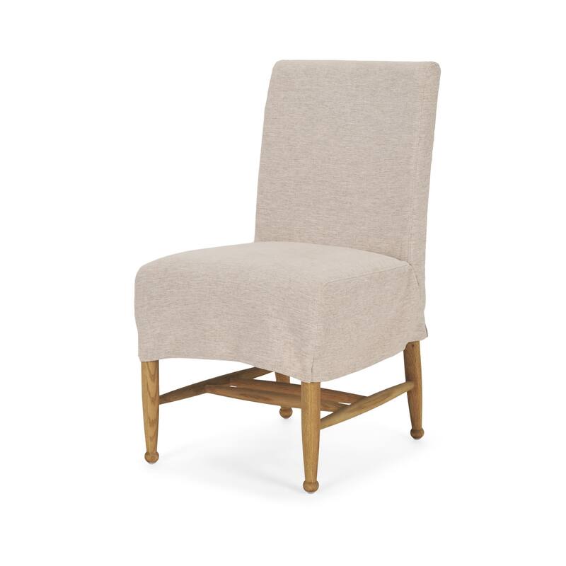 HomeRoots Beige And Brown Upholstered Fabric Open Back Dining Side Chair - 24.00 in. x 35.00 in. x 19.25 in.