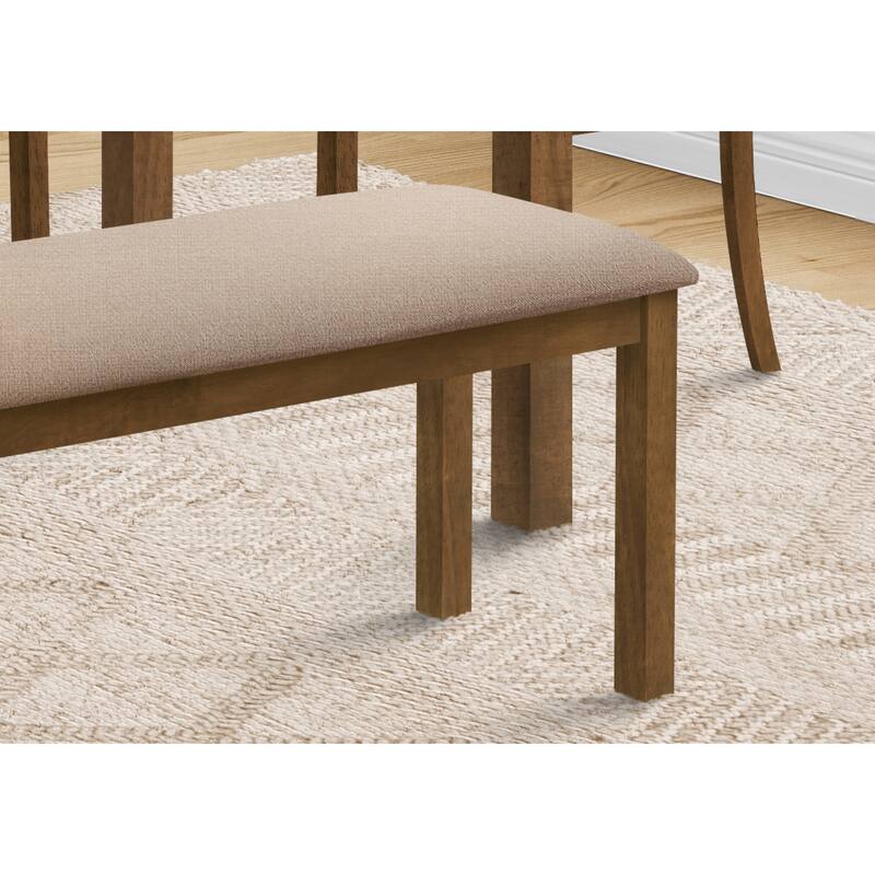 Bench, 42" Rectangular, Wood, Upholstered, Dining Room, Kitchen, Entryway, Brown And Beige, Transitional