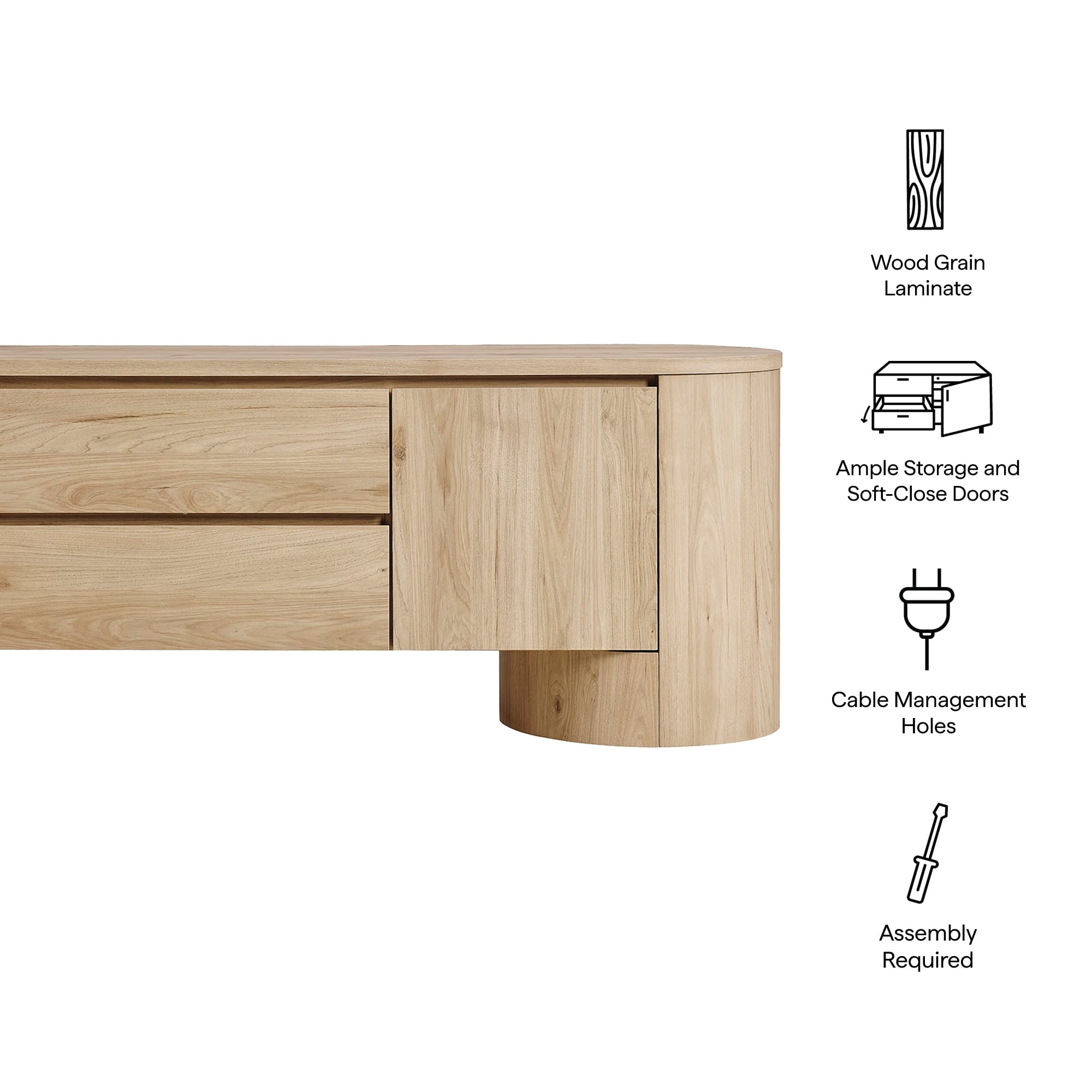 Duval 71 Inch Oval TV Cabinet - Overstock - 43085727