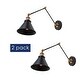 preview thumbnail 8 of 22, Malryn Set of 2 Modern Black Gold Adjustable Swing Arm Lights Plug-in Wall Sconces for Bedroom