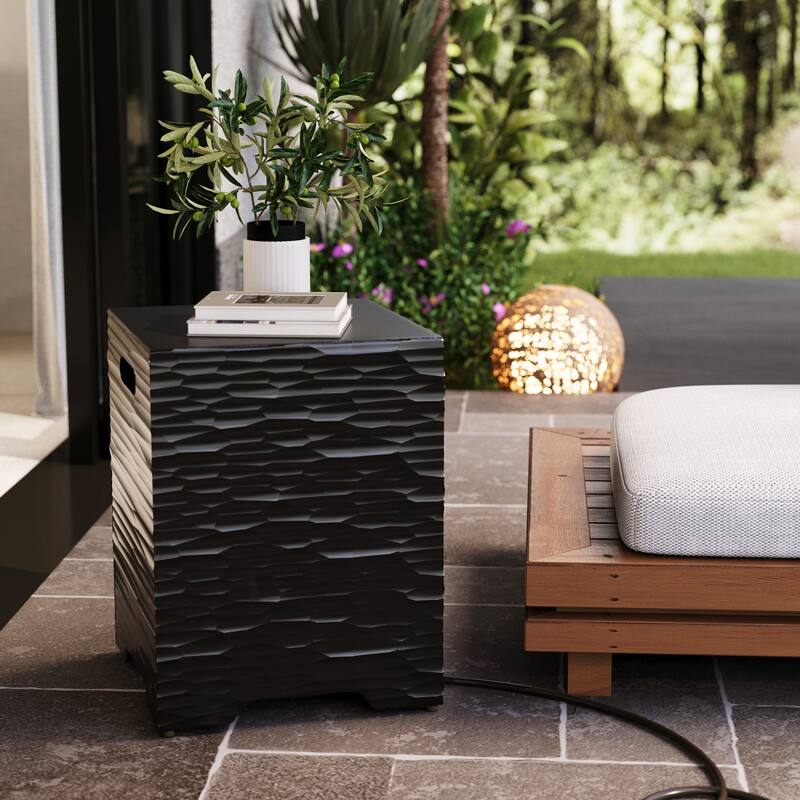 COSIEST Concrete Outdoor Propane Tank Cover Table