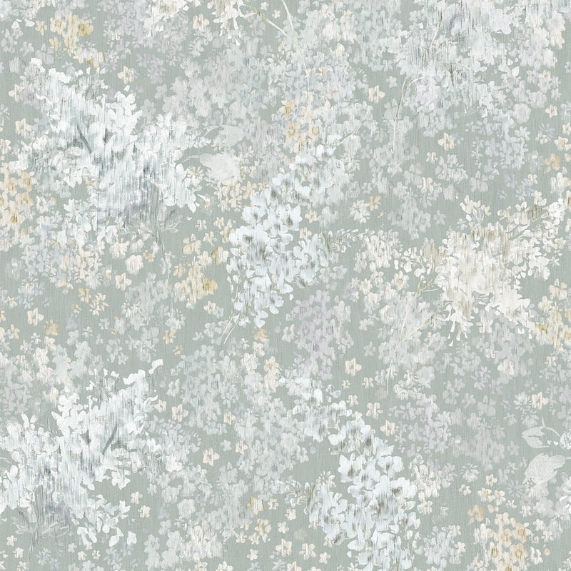Galerie Wallcoverings Flora Soft Floral Foliage Vinyl on Non-woven Matte Wallpaper Roll - 33 feet x 21 inches - Grey