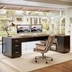 preview thumbnail 18 of 42, 85.8" L-Shaped Executive Desk, Extra Large Office Desk with Drawers