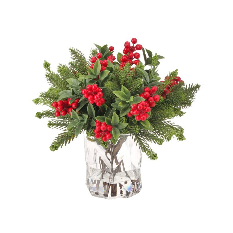 12" Berry/Pine/Cone Arrangement